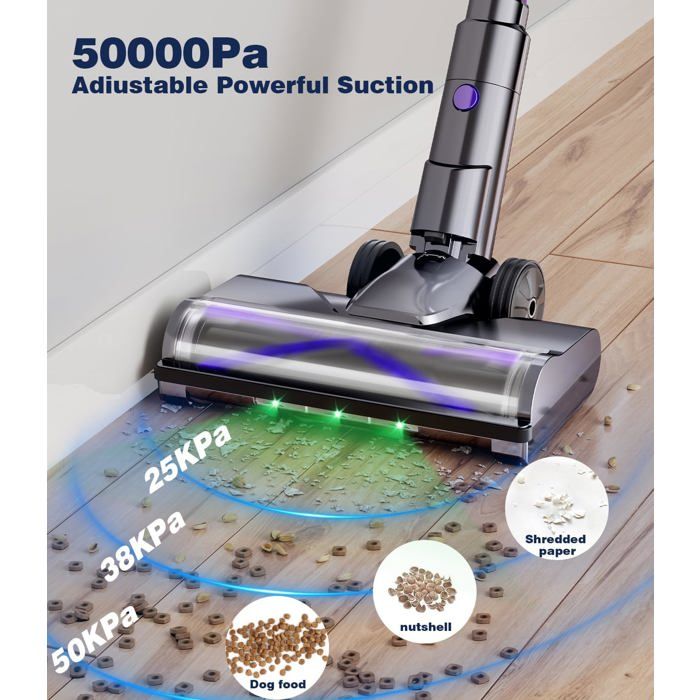 Aspirateur Balai Sans Fil KIPMAX 550W - Autonomie 70 Min - Puissance 50KPa - Pour Poils, Tapis, Sols Durs