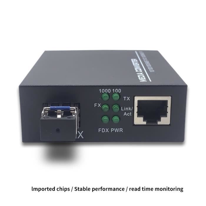 Elfcam® - Lot de 2 Convertisseur Fibre Ethernet sur Fibre Optique SC  Monomode, Mode adaptatif 10-100-1000Mbps (4 Port RJ45) - Cdiscount  Informatique
