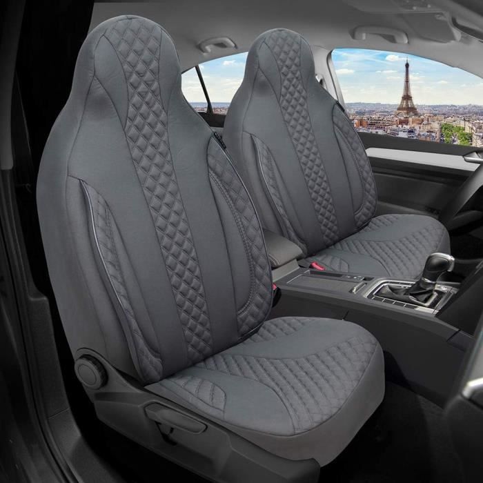 Housses De Siège Voiture Chauffantes Wehmann – 2 Pièces, Cuir Synthétique Noir, 40W Par Siège, Réglage Température