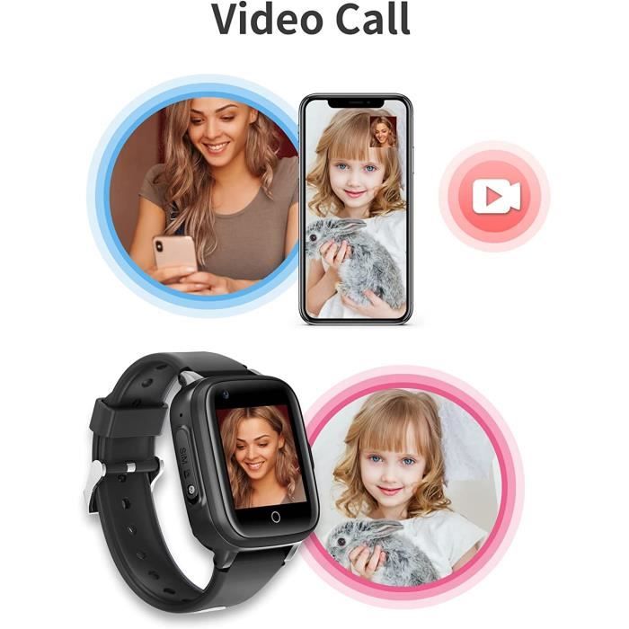 Montre Connectée Enfant 4G Avec GPS - Appels Vidéo, Localisation, Bouton SOS, Pour Filles Et Garçons De 5 à 13 Ans (rose Clair)