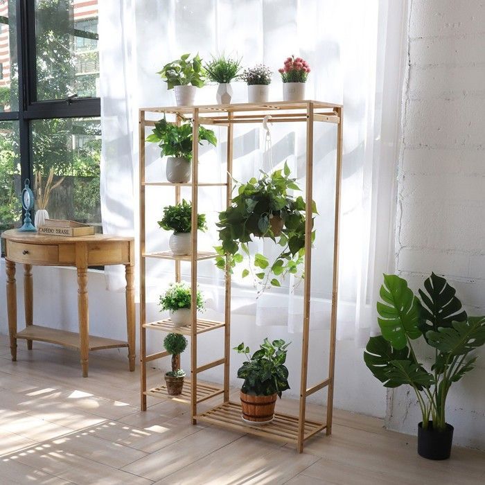 Portant à Vêtements En Bambou 4 En 1 Avec étagères - Rangement Chambre, Couloir - 100x30x158 Cm, Charge 100 Kg