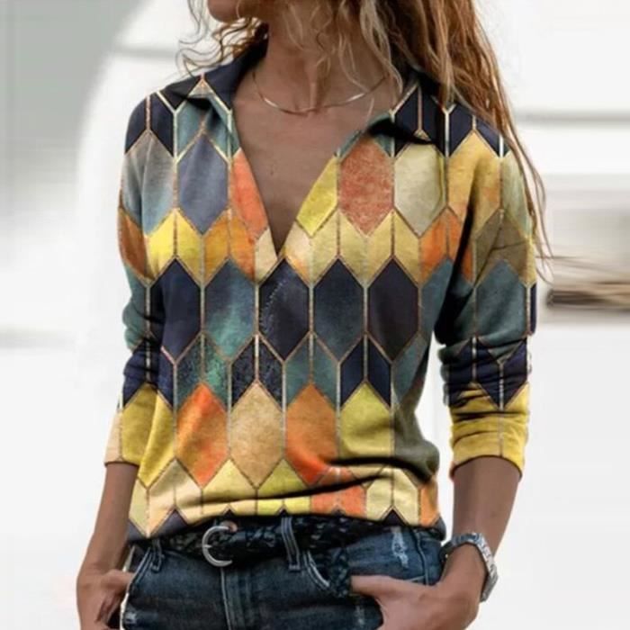 Blouse femme Femmes Vintage Imprim G om trique Chemisier Chemise