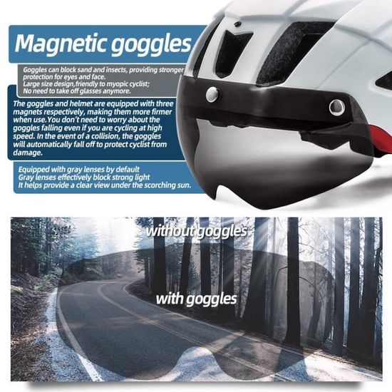 Casque De Vélo Victgoal Avec Lumière LED Et Lunettes Incluses – Taille Moyenne, Neuf