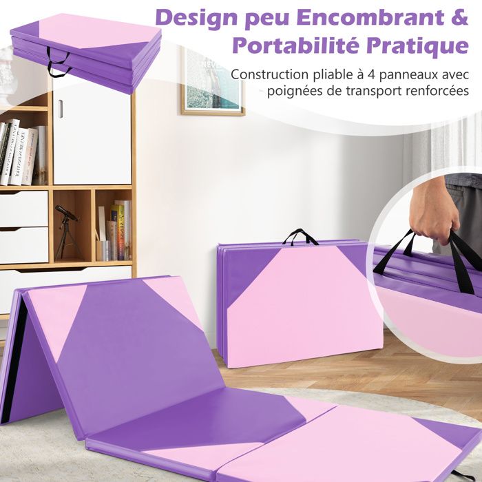 FANTASK Tapis de gymnastique en polyuréthane, pliable, avec poignée de transport, tapis de sport, tapis de fitness, pour enfants et adultes, 200 x 75 x 3 cm FANTASK Tapis de gymnastique en polyuréthane, pliable, avec poignée de transport, tapis de sport, tapis de fitness, pour enfants et adultes, 200 x 75 x 3 cm