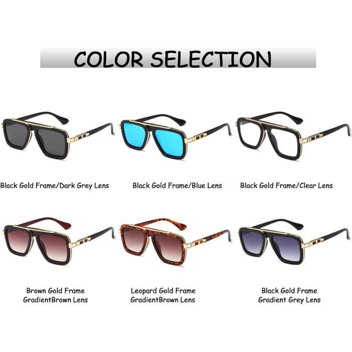 LJCZKA Lunettes De Soleil Carré Homme Femme - Lunette De Soleil Carre Homme Femme Lunette De Soleil Grand Cadre Epaisse Lunettes Surdimensionnees Protection Uv Amz B0