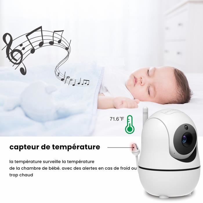 Babyphone Vidéo SmartCam 3.5'' LCD 1080p - Vision Nocturne, Rotation 360° - Neuf