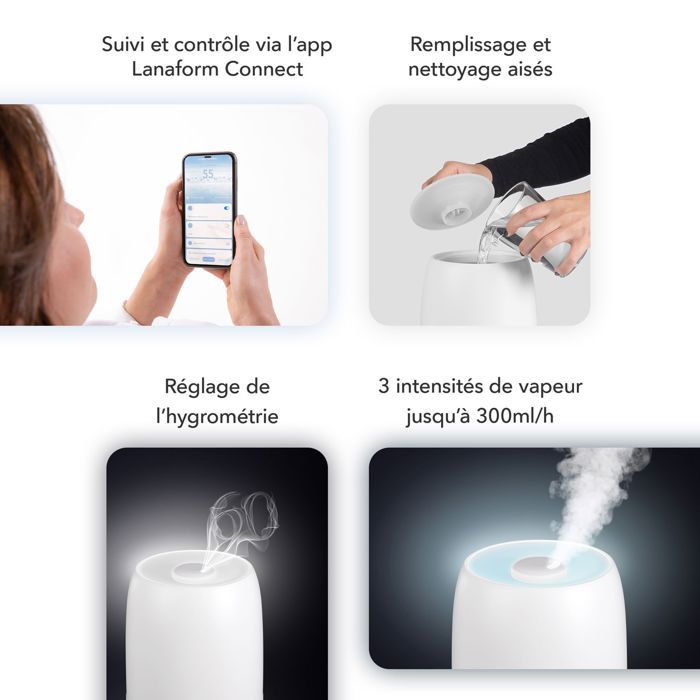 Humidificateur d'air connecté Lanaform H-200C Humidificateur d'air connecté Lanaform H-200C
