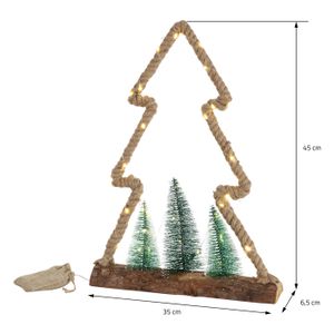 Sapin De Noël LED Lumineux – 30, 40 Ou 60 Cm – Décoration Métal/rotin, Piles Incluses