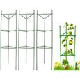 Cage à tomates Tuteur plantes grimpantes, support à 3 anneaux, jardin, balcon, set de 3, 145 cm long-0