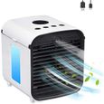Air Mini Cooler, 3 en 1 Rafraichisseur d'air Ventilateur, Climatiseurs Portable, Anti-Fuites Humidification (Blanc+ Patin de G[284]