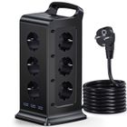 4000W Tour Multiprise Électrique, BYONDSELF®, Multiprise Parafoudre avec Poignée, 12 Prises, 3 USB, Câble 2 M, Noir