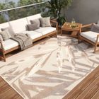 TAPISO Patio Tapis de Terrasse Cuisine Chambre Intérieur Extérieur Moderne Crème Marron Gris Résistant Sisal 200x300 cm