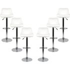 Chaises de Bar - JEOBEST - Lot de 6 - Blanc - Hauteur réglable - Rotatif - Finitions soignées