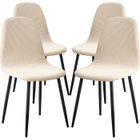 DRMKER Lot de 4 Housses de Chaise de Salle à Manger Scandinaves Imperméable Couverture de Chaise Extensible Jacquard, Beige