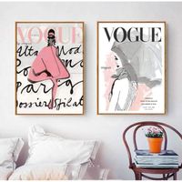 Salon Affiches Vogue Couverture Femmes Toile Tableau Peinture Murale Art Tableaux Mode Affiche Chambre Decoration 40x60cm sans