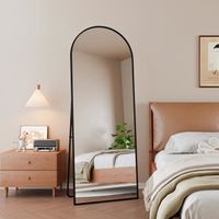 Miroir sur Pied Arrondi avec Cadre en Métal Miroir sur Pied HD Grand  pour Salon, Chambre et Dressing Miroir Noir 162x53cm