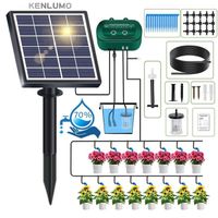 KENLUMO Kit système d'irrigation Goutte à Goutte Automatique énergie Solaire,12 modes de chronométrage Avec Tuyau de 15M pour