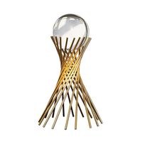 Ornement d'art abstrait moderne, boule de cristal avec support en fer doré, cadeau pour la décoration de bureau et de maison N°1