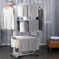 NYVI | Étendoir LaundryFlex Gris | Tour pour sèche-linge 6 niveaux 172x126 cm | Mobile & extensible | Acier thermolaqué et plastique