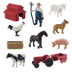 FIGURINE - PERSONNAGE ornements de ferme 10 pièces figurines d'animaux de ferme jouets figurines puericulture coffre Couleur Couleur graphique