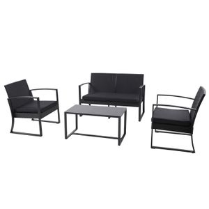 Salon bas de jardin Ensemble de meubles en polyrotin SVITA LOIS XL, ensemble de salon de jardin, table, fauteuil, noir 90868