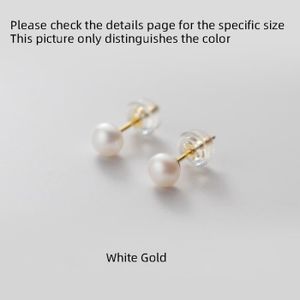Boucle d'oreille couleur BlancOr 5-6mm boucles d'oreilles en perle véritable pour femmes, en argent 925, petites perles nature