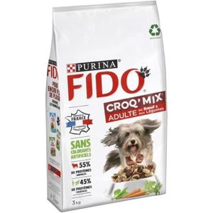 CROQUETTES LOT DE 2 - FIDO - CROQ Mix Boeuf Croquettes pour chien adulte - sac de 3 kg