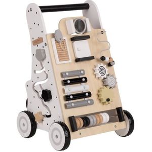 YOUPALA - TROTTEUR KiddyMoon Trotteur Avec Un Tableau D'activité, Bois Chariot De Marche Pour Bébé Multifonctionnel WK-001,Noir-Blanc,Standard