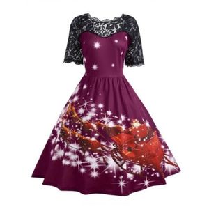 Robe De Soiree De Noel Pour Femme Robe En Dentelle Vintage De Balancoire De Noel Pour Femme Du Vin Batanger Du Vin Achat Vente Robe Cdiscount