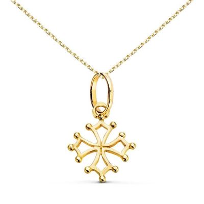 L'ATELIER D'AZUR Collier - Pendentif Or 18 Carats 750/000 Jaune Croix Basque Lauburu Chaine Doree
