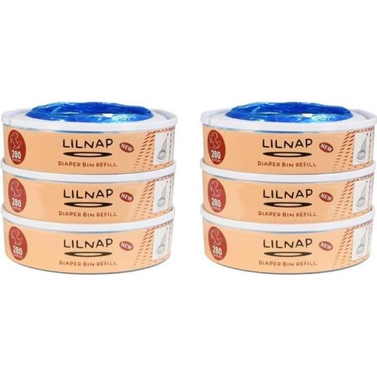 Recharges Pour Poubelle à Couches - Lot De 6 - 16 Litres, Longueur 10 M - Compatible Korbell & Autres Marques - Film 7 Couches Anti-Odeurs