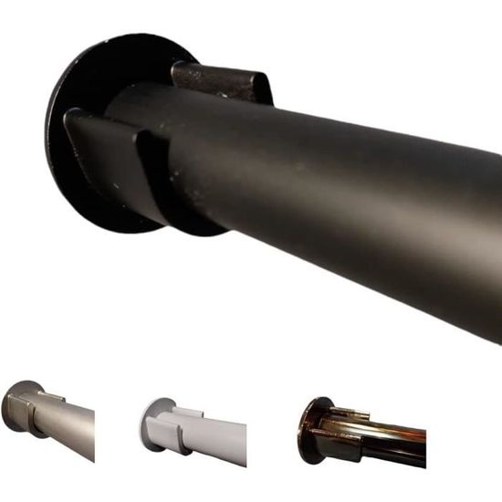 2 supports muraux extensibles et réglables pour barre de rideaux, 20 mm, longueur 15-19,5 cm, couleur argent mat, (1 lot de 2 supports de tringles