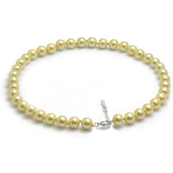 Collier Rétro Vintage - Perles Nacrées Sur Base Métal Argenté - Occasion - Modèle 3313