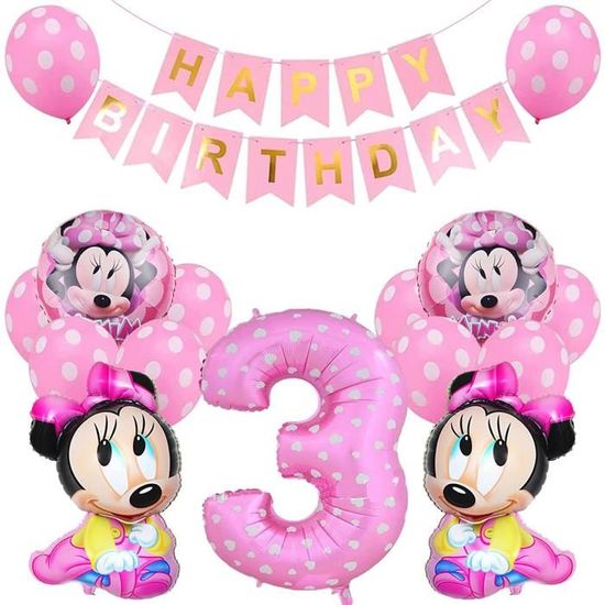 YISKY Ballons anniversaire minnie 3 ans, 28Pcs Decoration Ballon  Anniversaire Minnie, Anniversaire Minnie Kit, Anniversaire Minnie 3 Ans,  Ballons de