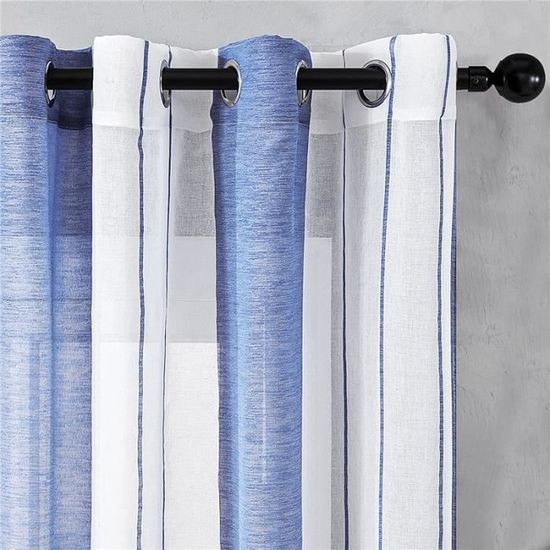 Rideaux Voile EMEMA - Lot De 2 - 140x215cm - Polyester Transparent - Œillets - Pour Salon, Chambre - Blanc