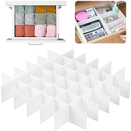 CROING Lot 32 Séparateurs De Tiroir Blanc – Organisateur Modulable Pour Sous-vêtements, Chaussettes, Bureau