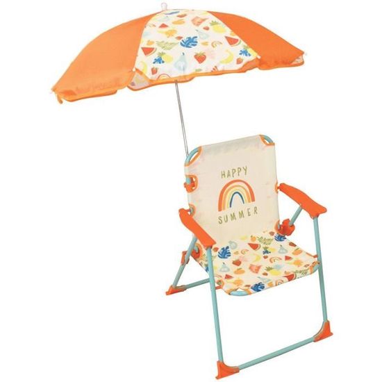 FUN HOUSE Fruity's Chaise pliante camping avec parasol - H.38.5 xl.38.5