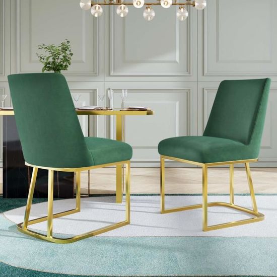 Lot de 2 Chaises de Salle à Manger Moderne en Métal Siège Rembourré
