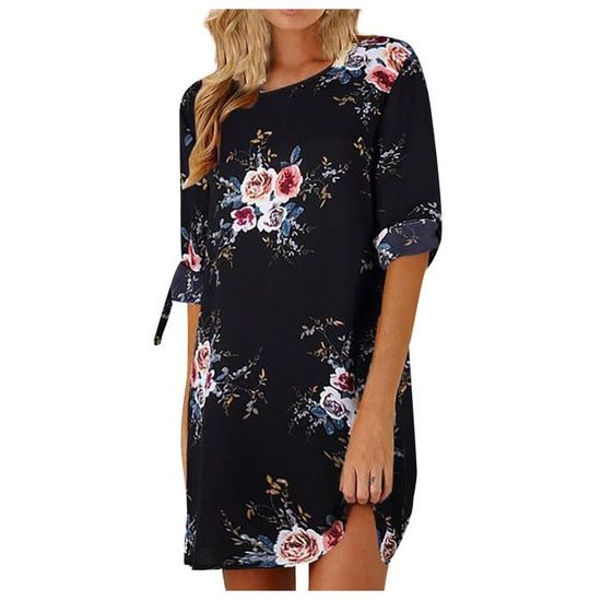 Robe décontractée à manches courtes et col rond