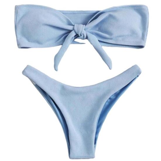Tube Top Maillots De Bain Ensemble Sans Bretelles Bandeau Bikini Maillot De Bain Noué Arc Split