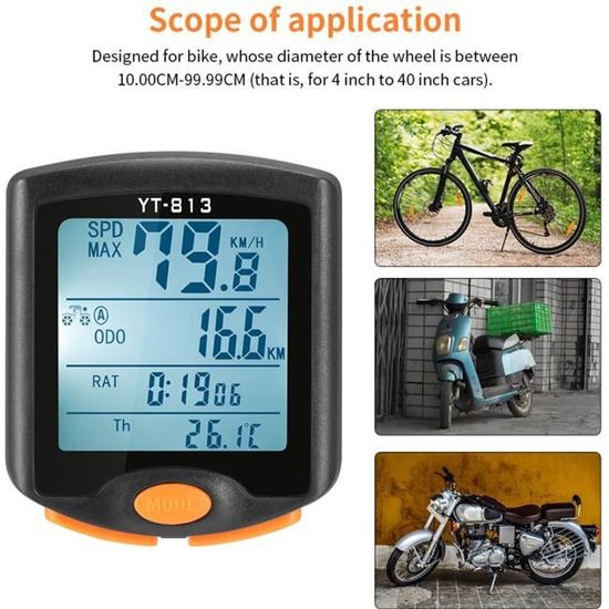 COMPTEUR VÉLO SANS Fil Cycle Ordinateur odomètre chronomètre vitesse montre LED EUR 35,88 - FR
