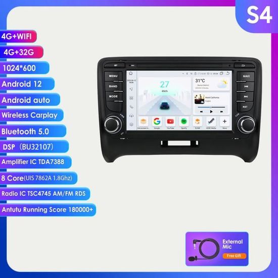 4G+32G Autoradio 2Din Android 12 pour Audi TT MK2 8J 20062014 lecteur multimédia 7862 DSP