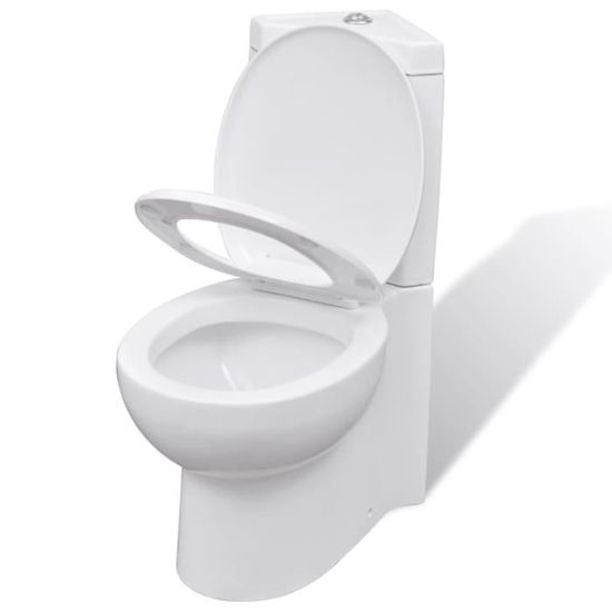 WC D'Angle En Céramique Blanc - Dimensions 37 X 68 X 78 Cm, Double Chasse D'Eau 3/6L, Fermeture Douce