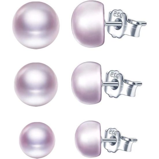 Boucles D'oreilles Perles D'eau Douce Naturelles 8mm - Argent 925/1000 - Bijouxia - Neuf Avec étiquettes