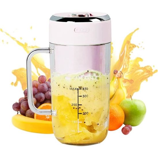 Fityou Mini Blender Portable Sans Fil 480ml - Mixeur USB Rechargeable 6 Lames Titane Pour Smoothies Et Jus