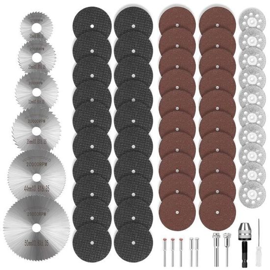 88 Pièces Disques Diamant Et HSS Pour Dremel - Kit Coupe/Polissage Pour Métal, Bois, Verre