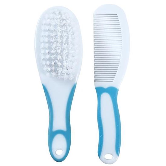 Brosse Pour Bébé à Poils Nylon Bleue - Dessin Cigogne (15x4cm) - NEUVE