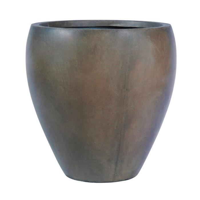 Pot rond bombé lisse - 28,5 x 28,5 x 30 cm - Marron glace
