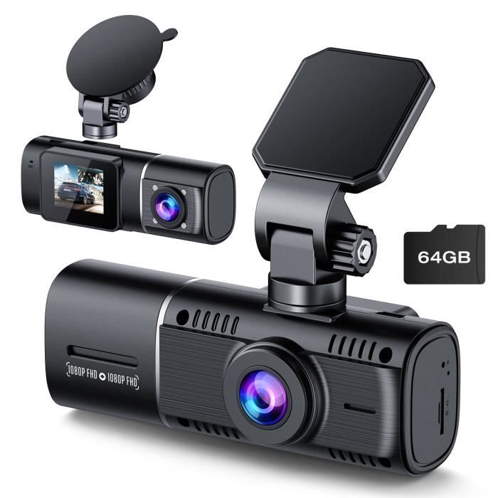 TOGUARD Camera de voiture 1080P HD Double Caméra Avant + Interne Taxi/Uber Dashcam Grand angle 310° Super Vision nocturne