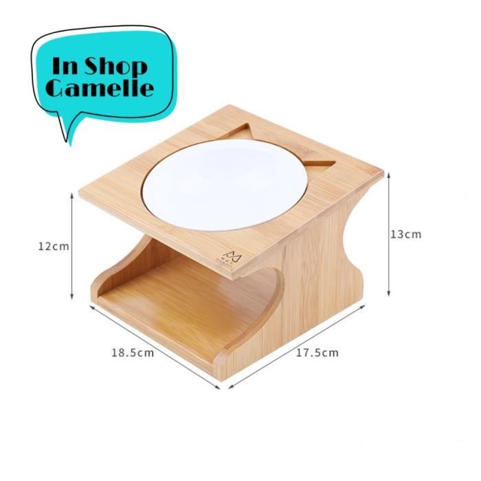 Gamelle Chat Sur élevée de Parfait Hauteur 12cm, Gamelle en Ceramique avec Support--Elevéen en Bois